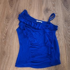 Blue asymmetrical tank top